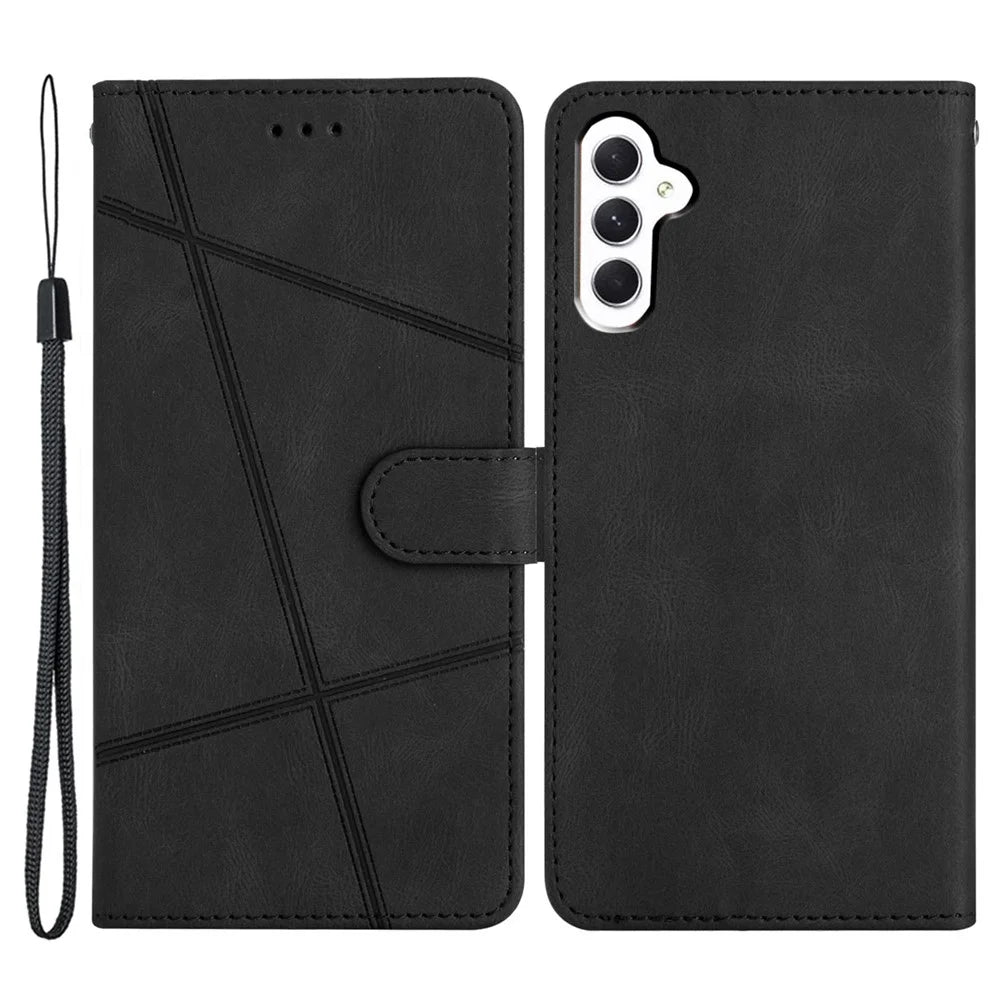 For Samsung Galaxy A56 5G Case Crazy Horse Texture PU Leather Wallet Stand Phone Cover - Black - 1