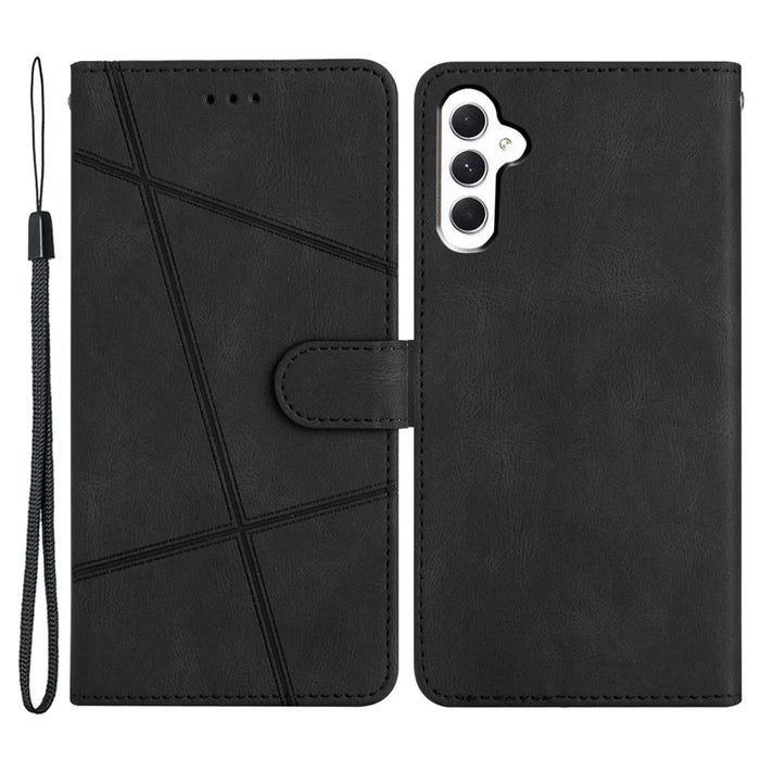 For Samsung Galaxy A56 5G Case Crazy Horse Texture PU Leather Wallet Stand Phone Cover - Black - 1