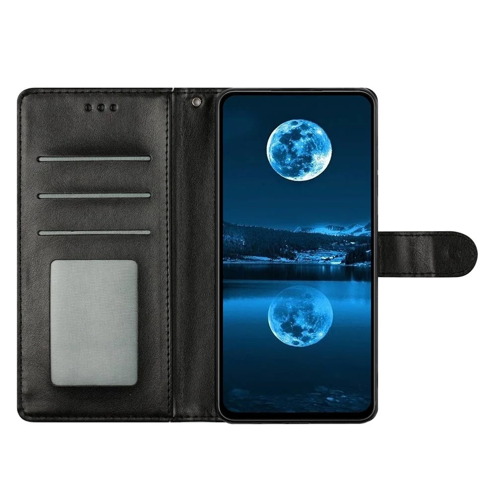 For Samsung Galaxy A56 5G Leather Case Wallet Stand Phone Cover with Handy Strap - Black - 2