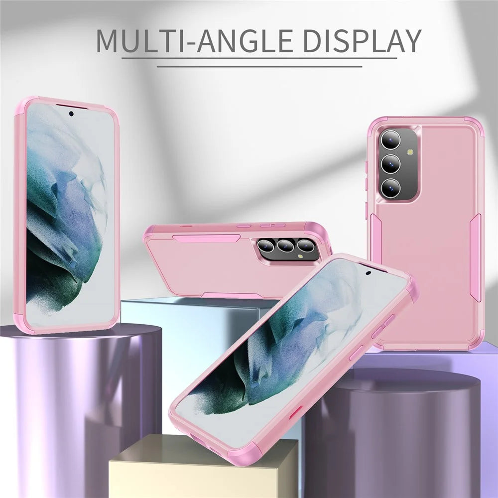 For Samsung Galaxy S25 / S24 Case 3 in 1 Shockproof TPU PC Phone Cover - Pink - 6