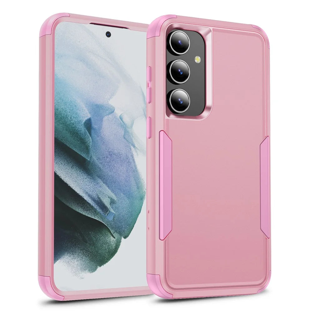 For Samsung Galaxy S25+ / S24+ Case 3 in 1 Shockproof TPU PC Phone Cover - Pink - 1