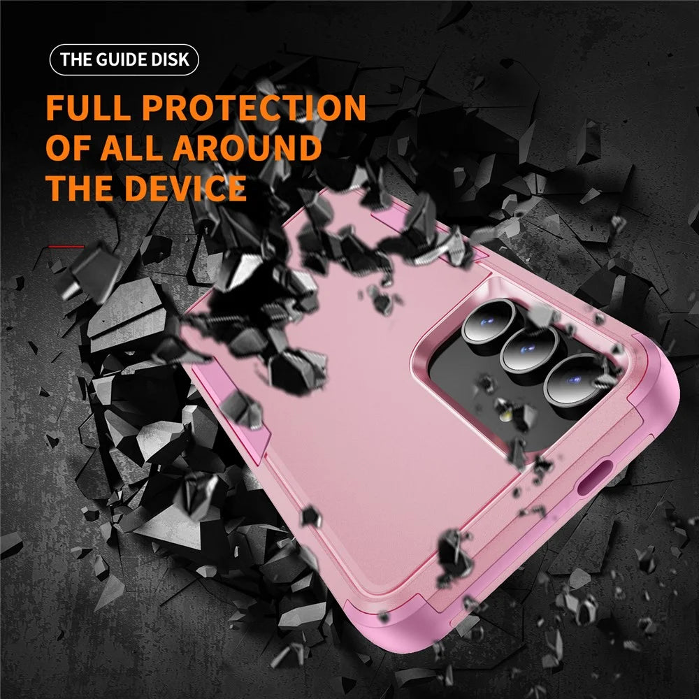 For Samsung Galaxy S25+ / S24+ Case 3 in 1 Shockproof TPU PC Phone Cover - Pink - 2