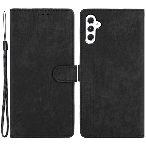 For Samsung Galaxy A56 5G Case with Card Clots Skin-Touch PU Leather Phone Cover Stand - Black - 1