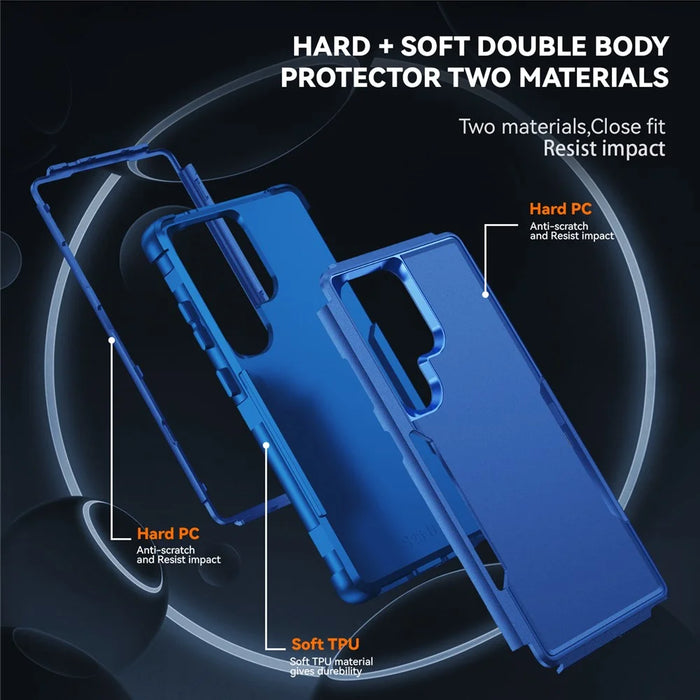 For Samsung Galaxy S25 Ultra Case 3 in 1 Shockproof TPU PC Phone Cover - Sapphire - 2