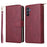 For Samsung Galaxy A26 5G Case Zipper Pocket PU Leather Phone Cover with Hand Strap - Wine Red - 1