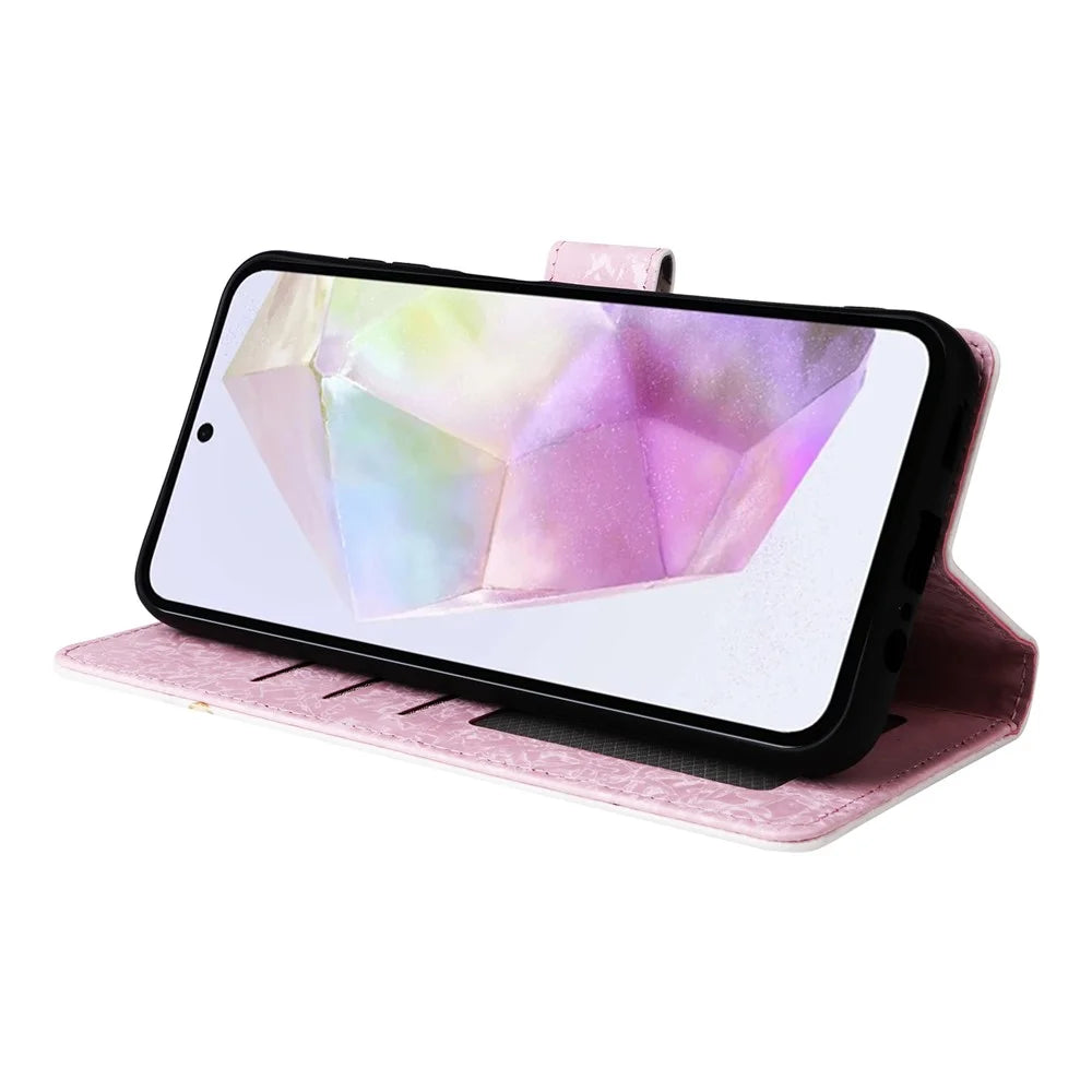 For Samsung Galaxy A26 5G Case RFID Blocking Flower Leather Phone Cover - Colorful Flower - 3