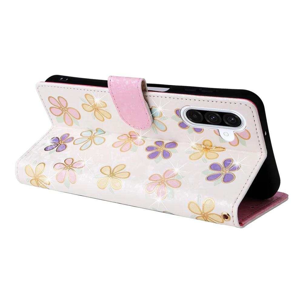 For Samsung Galaxy A26 5G Case RFID Blocking Flower Leather Phone Cover - Colorful Flower - 4