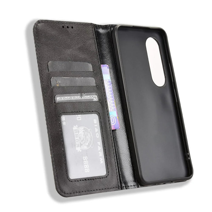 For itel S25 4G Leather Case Wallet Stand Retro Texture Phone Cover - Black - 4