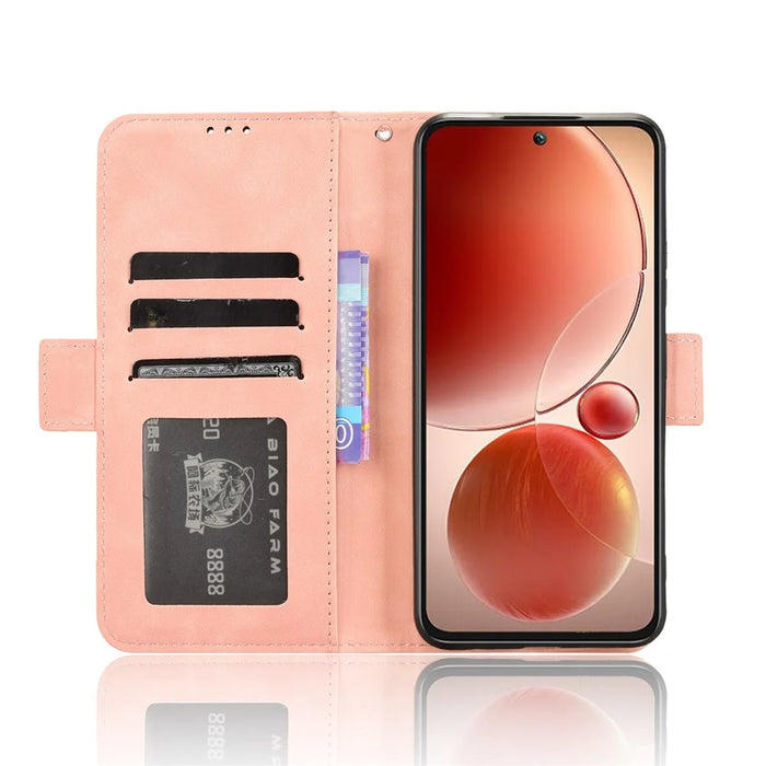 For itel S25 4G Leather Case Phone Wallet Cover with Multiple Card Slots - Pink - 2