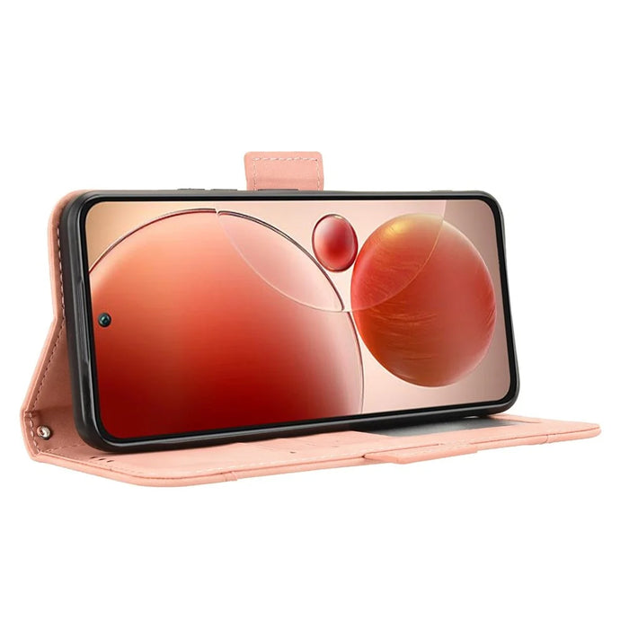 For itel S25 4G Leather Case Phone Wallet Cover with Multiple Card Slots - Pink - 3