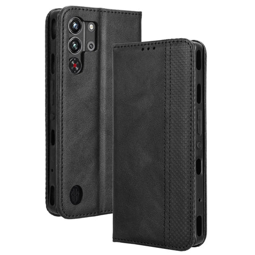 For ZTE nubia Red Magic 10 Pro+ 5G / 10 Pro 5G Leather Case Wallet Stand Retro Texture Phone Cover - Black - 1
