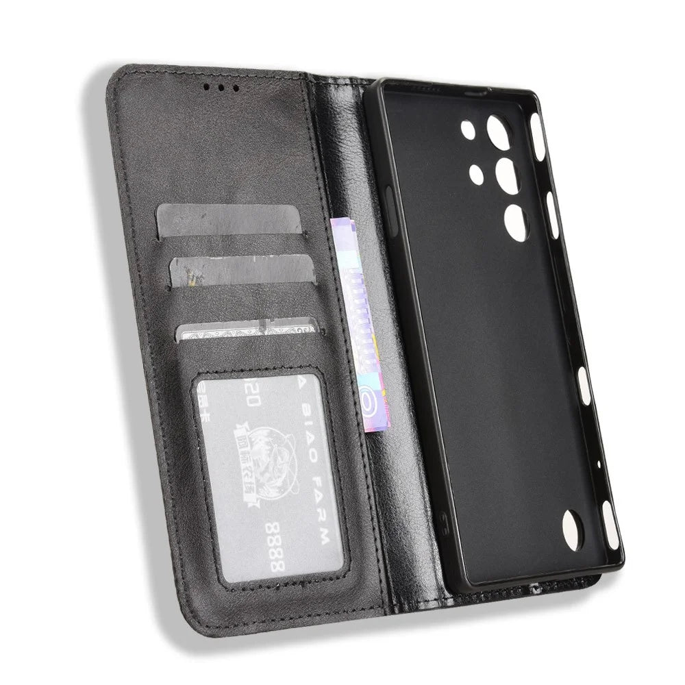 For ZTE nubia Red Magic 10 Pro+ 5G / 10 Pro 5G Leather Case Wallet Stand Retro Texture Phone Cover - Black - 4