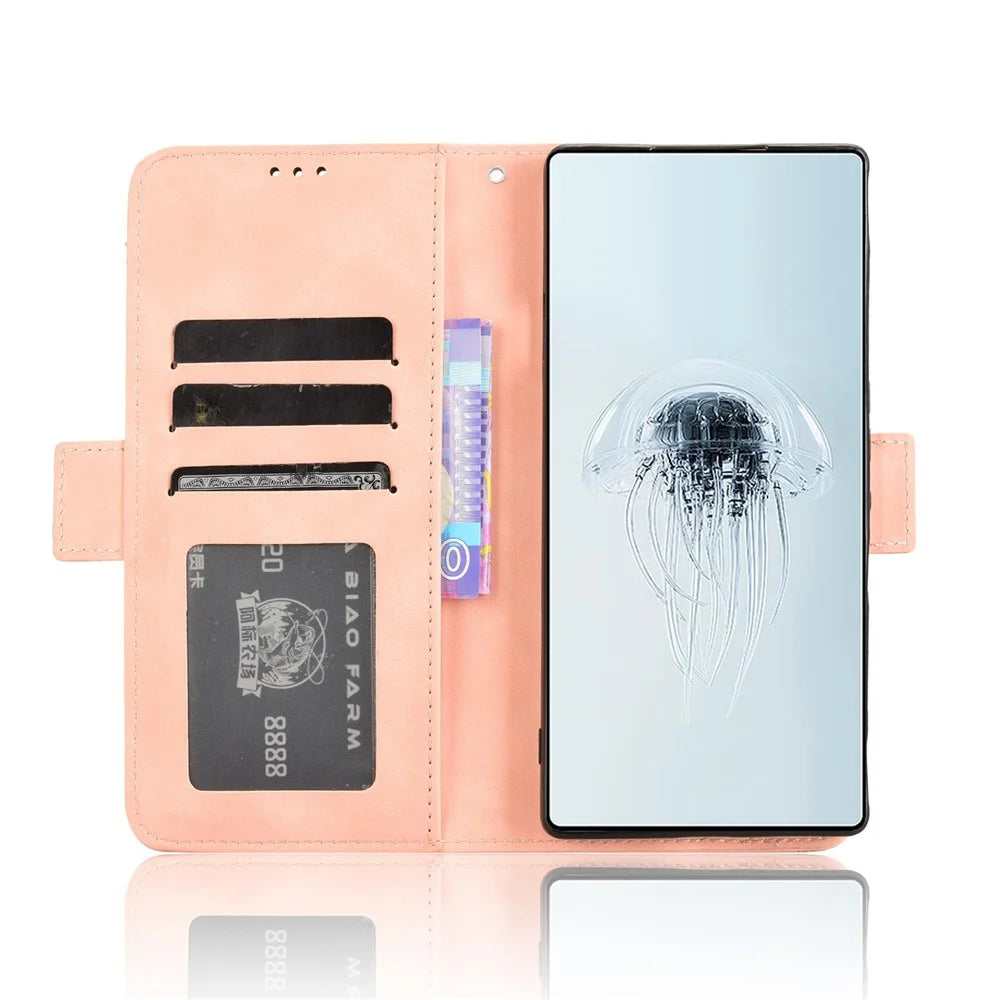 For ZTE nubia Red Magic 10 Pro+ 5G / 10 Pro 5G Leather Case Phone Wallet Cover with Multiple Card Slots - Pink - 2