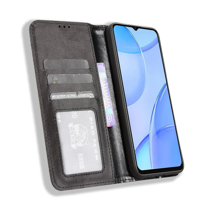 For Oukitel C57 Pro / C57s Leather Case Wallet Stand Retro Texture Phone Cover - Black - 2