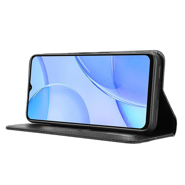 For Oukitel C57 Pro / C57s Leather Case Wallet Stand Retro Texture Phone Cover - Black - 3