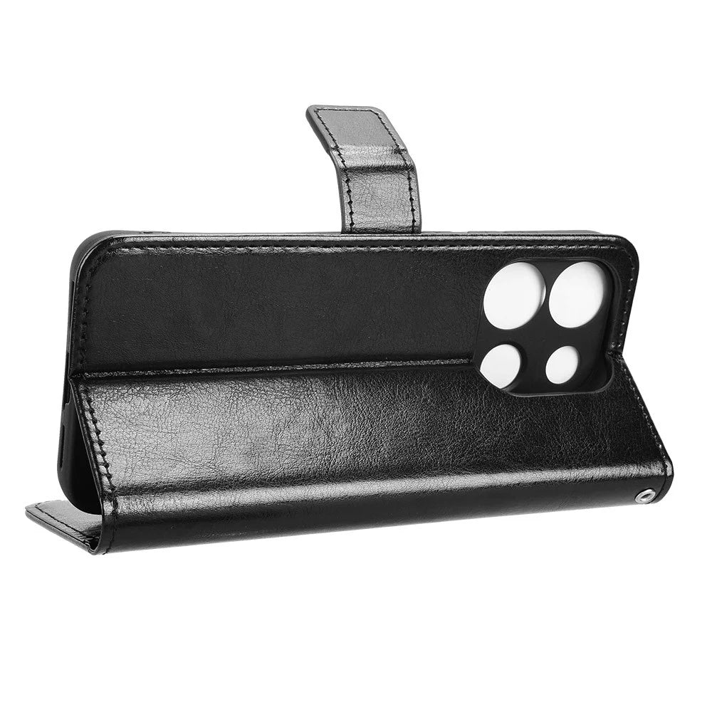 For Oukitel C57 Pro / C57s Case Crazy Horse Texture PU Leather Phone Wallet Cover - Black - 3