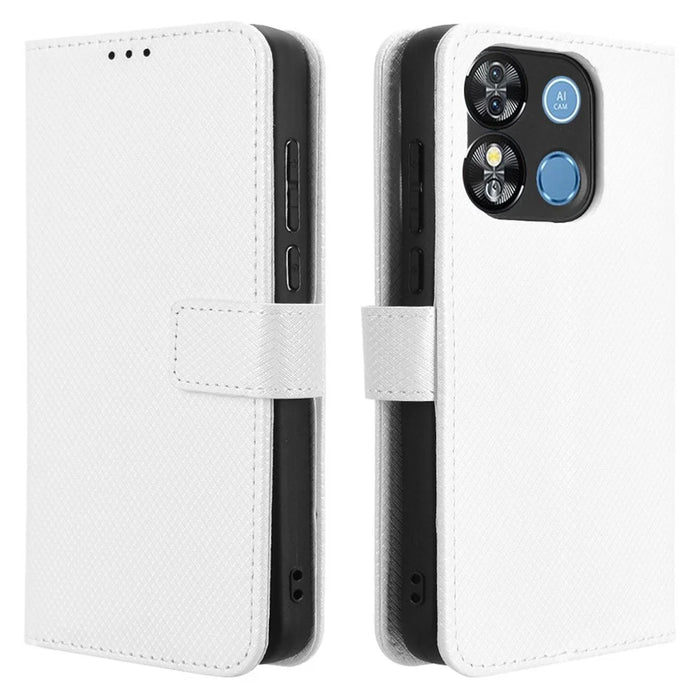 For Oukitel C57 Pro / C57s Case PU Leather Diamond Texture Wallet Phone Cover - White - 1