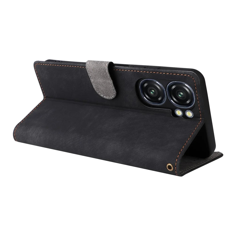 For Oukitel C58 Pro / C58 Wallet Case RFID Blocking PU Leather Cover Stand View - Black - 4