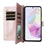 For Samsung Galaxy A26 5G Wallet Case with Shoulder / Wrist Strap Leather Phone Cover Stand - Pink - 2