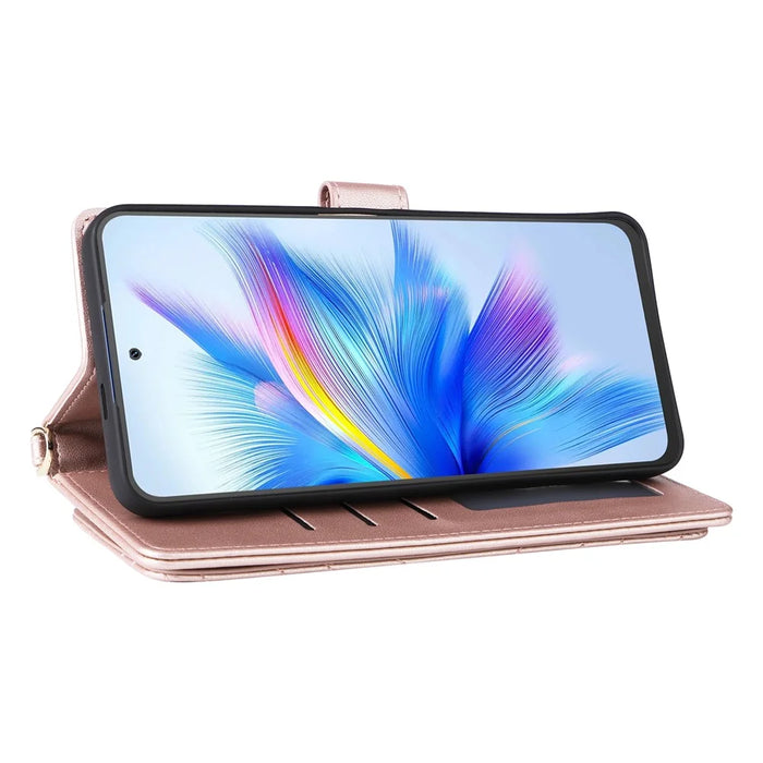 For Blackview Shark 9 5G Wallet Case with Shoulder / Wrist Strap Leather Phone Cover Stand - Pink - 5