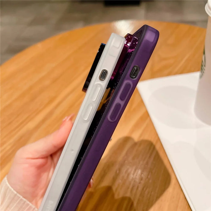For Samsung Galaxy A56 5G Case Clear TPU Phone Cover With Camera Lens Protector Glitter Sticker - Transparent Purple - 2