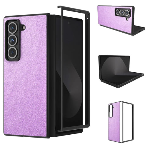 For Samsung Galaxy Z Fold Special Case Glitter Leather+PC Phone Cover - Purple - 1