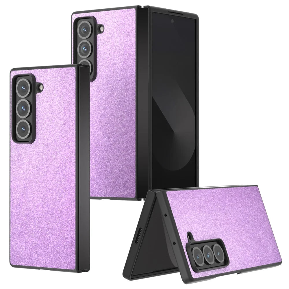 For Samsung Galaxy Z Fold Special Case Glitter Leather+PC Phone Cover - Purple - 2