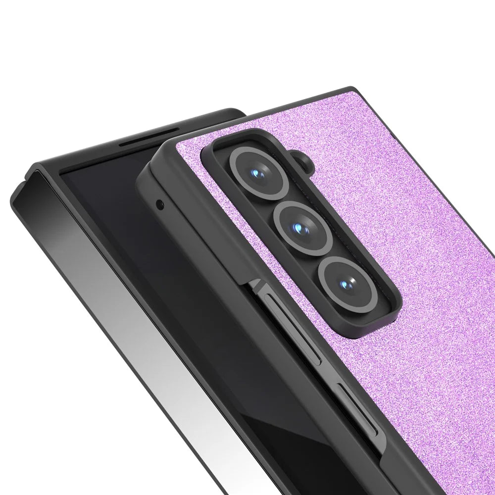 For Samsung Galaxy Z Fold Special Case Glitter Leather+PC Phone Cover - Purple - 4