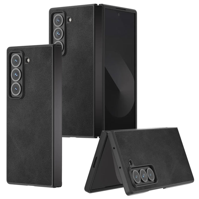For Samsung Galaxy Z Fold Special Case Cowhide Texture Hard PC + PU Protective Phone Cover - Black - 2