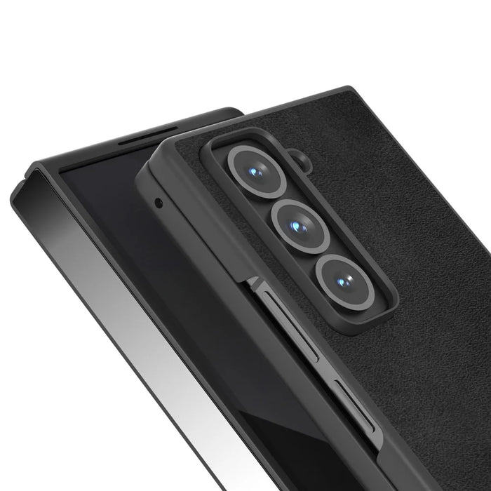 For Samsung Galaxy Z Fold Special Case Cowhide Texture Hard PC + PU Protective Phone Cover - Black - 4