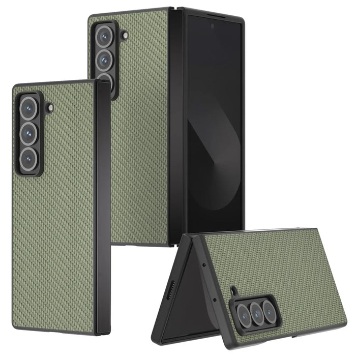 For Samsung Galaxy Z Fold Special Case Carbon Fiber Texture PU+PC Phone Cover - Green - 2
