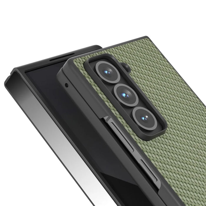 For Samsung Galaxy Z Fold Special Case Carbon Fiber Texture PU+PC Phone Cover - Green - 4