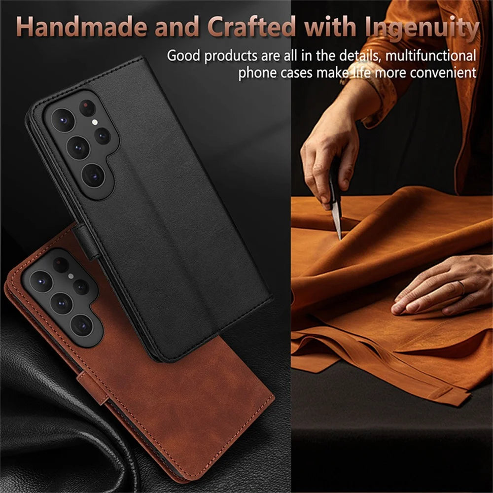 AZNS For Samsung Galaxy S25 Ultra Case PU Leather Wallet Phone Cover - Brown - 7