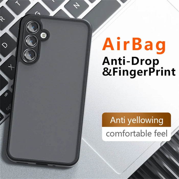 For Samsung Galaxy A36 5G Case Skin-Touch TPU + PC Matte Phone Back Cover, Transparent Black - 3