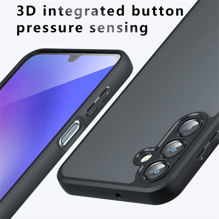 For Samsung Galaxy A36 5G Case Skin-Touch TPU + PC Matte Phone Back Cover, Transparent Black - 5