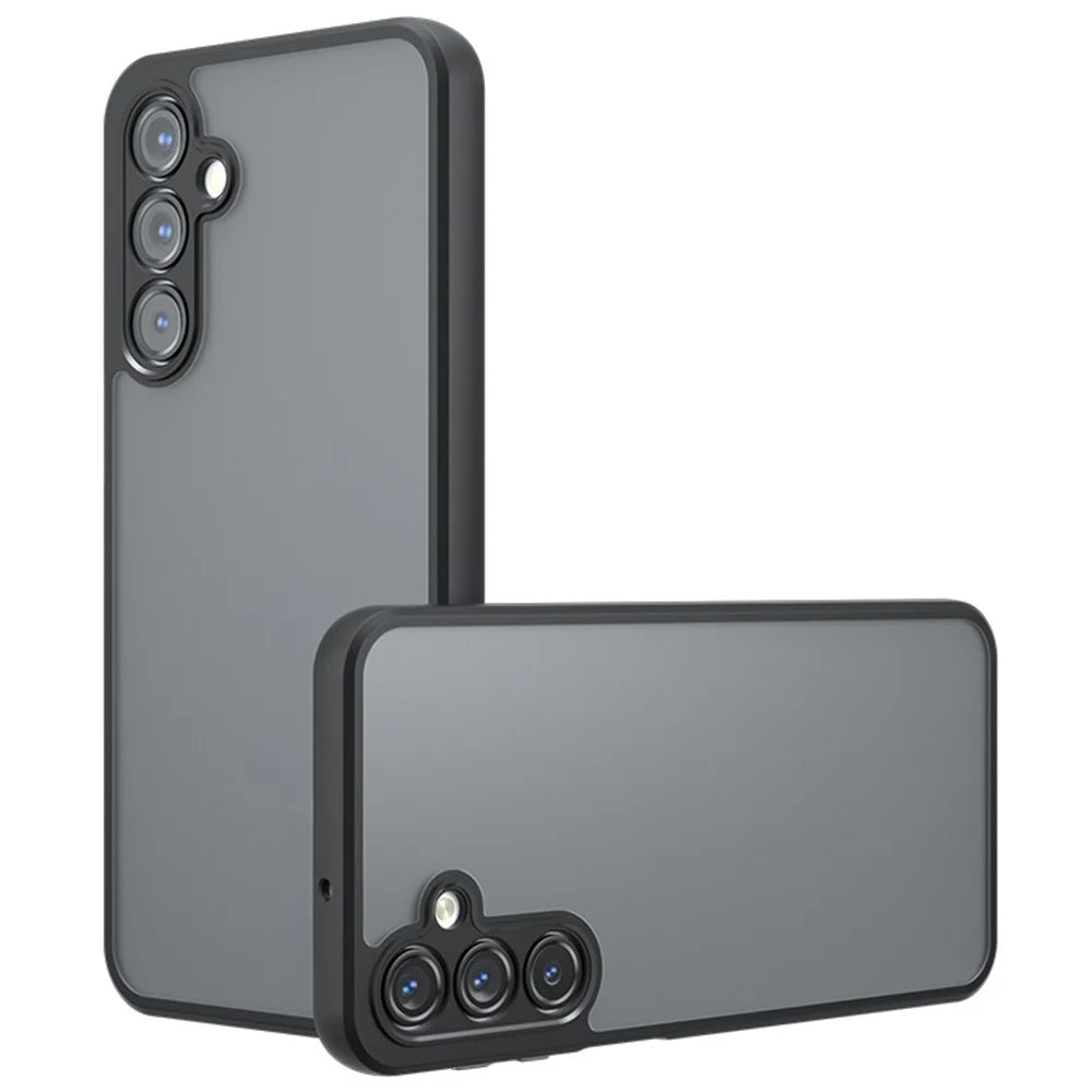 For Samsung Galaxy A56 5G Case Skin-Touch TPU + PC Matte Phone Back Cover, Transparent Black - 1
