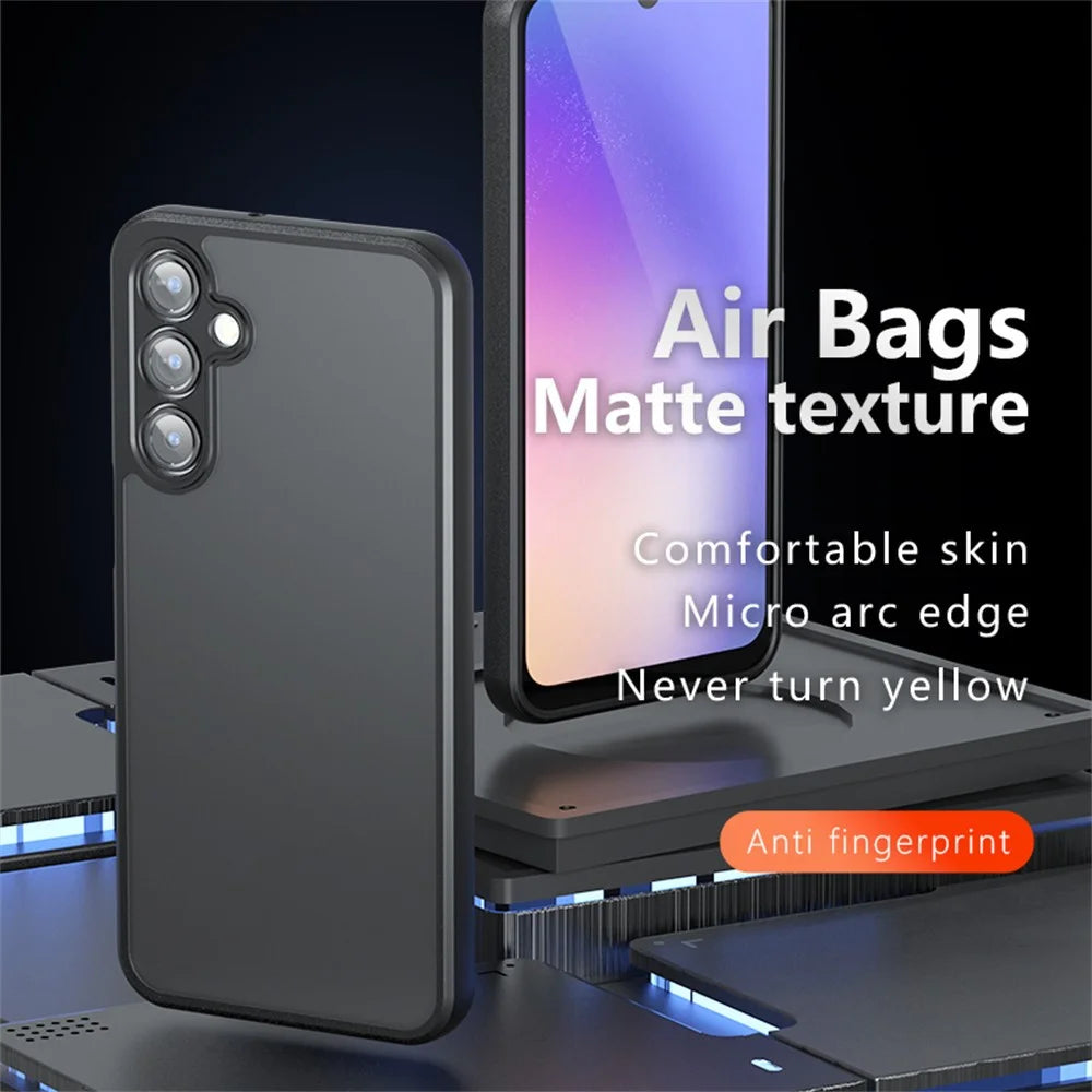 For Samsung Galaxy S24 FE Case Skin-Touch TPU + PC Matte Phone Back Cover, Transparent Black - 2