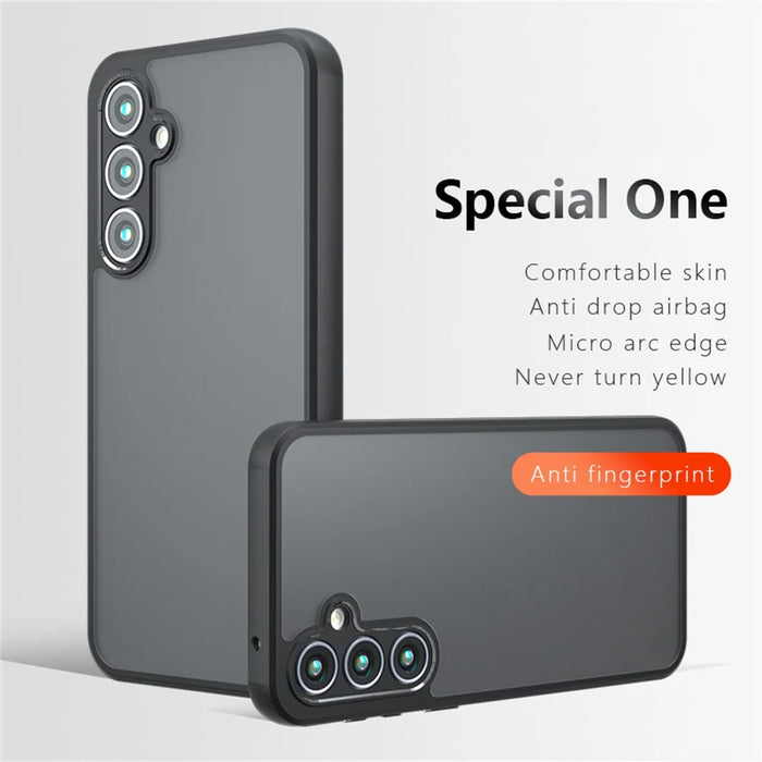 For Samsung Galaxy S25 Case Skin-Touch TPU + PC Matte Phone Back Cover, Transparent Black - 2