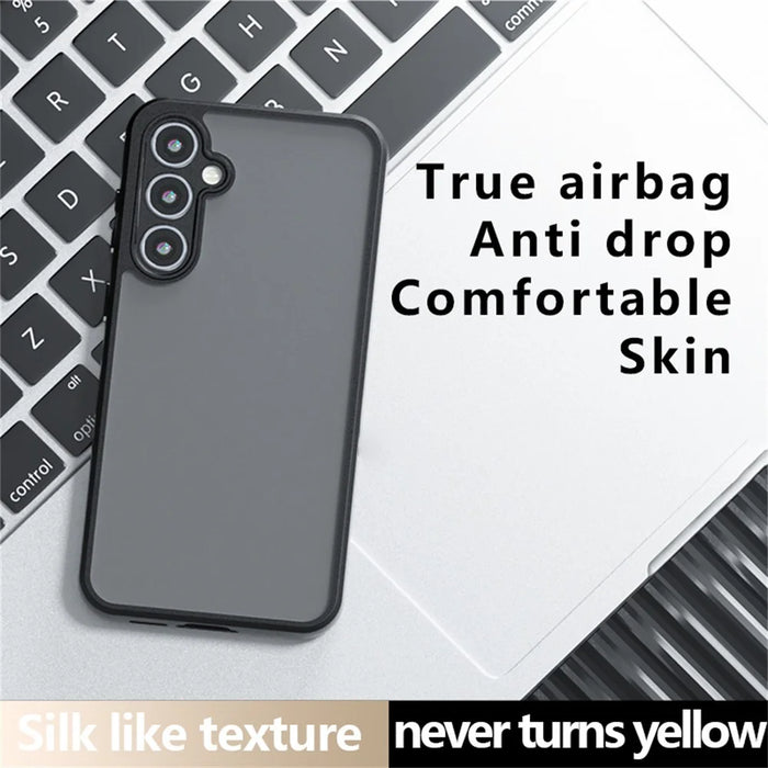 For Samsung Galaxy S25 Case Skin-Touch TPU + PC Matte Phone Back Cover, Transparent Black - 3