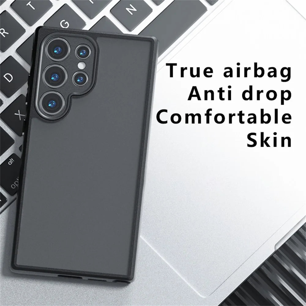 For Samsung Galaxy S25 Ultra Case Skin-Touch TPU + PC Matte Phone Back Cover, Transparent Black - 3