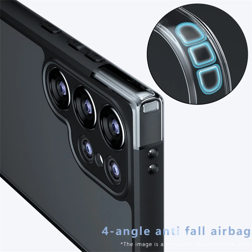For Samsung Galaxy S25 Ultra Case Skin-Touch TPU + PC Matte Phone Back Cover, Transparent Black - 4