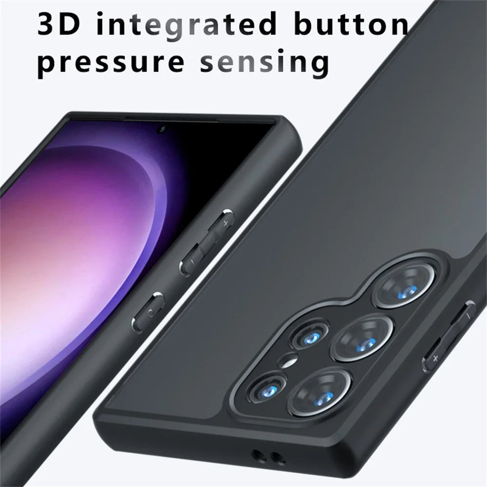For Samsung Galaxy S25 Ultra Case Skin-Touch TPU + PC Matte Phone Back Cover, Transparent Black - 5
