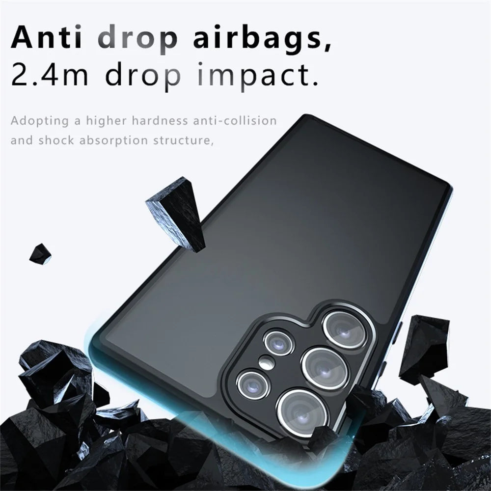 For Samsung Galaxy S25 Ultra Case Skin-Touch TPU + PC Matte Phone Back Cover, Transparent Black - 7
