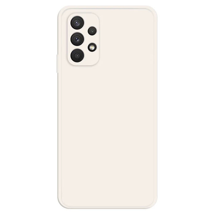 For Samsung Galaxy A32 4G (EU Version) Rubberized TPU Shockproof Phone Case Straight Edge Microfiber Lining Design Protective Cover - Beige - 1