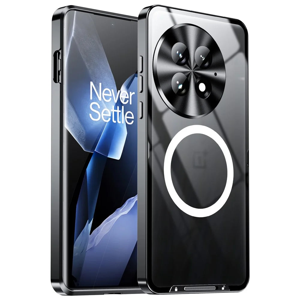 For OnePlus 13 Magnetic Case Metal Frame Matte Phone Cover - Black - 1