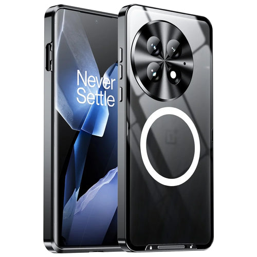 For OnePlus 13 Magnetic Case Metal Frame Matte Phone Cover - Black - 1