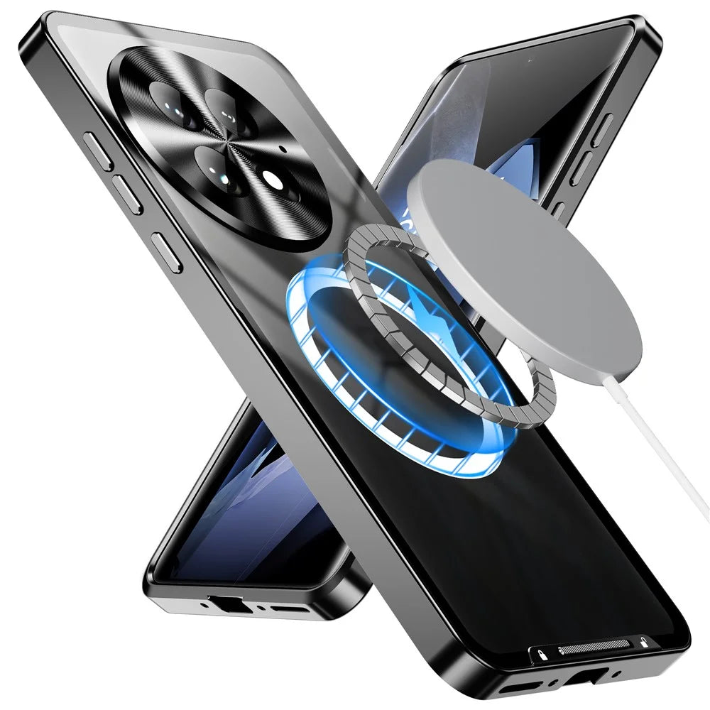 For OnePlus 13 Magnetic Case Metal Frame Matte Phone Cover - Black - 2