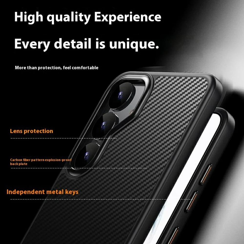 For Samsung Galaxy S25 Magnetic Case Carbon Fiber Texture PC + TPU Cover - 6