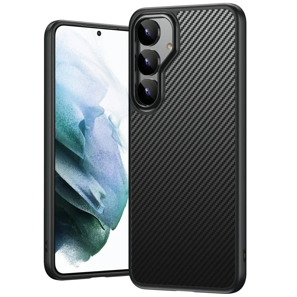 For Samsung Galaxy S25+ Magnetic Case Carbon Fiber Texture PC + TPU Cover - 1