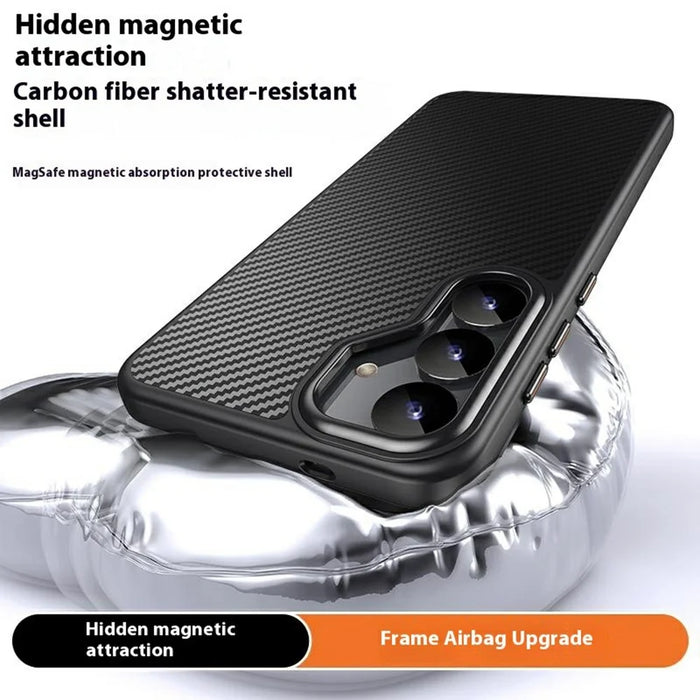 For Samsung Galaxy S25+ Magnetic Case Carbon Fiber Texture PC + TPU Cover - 3